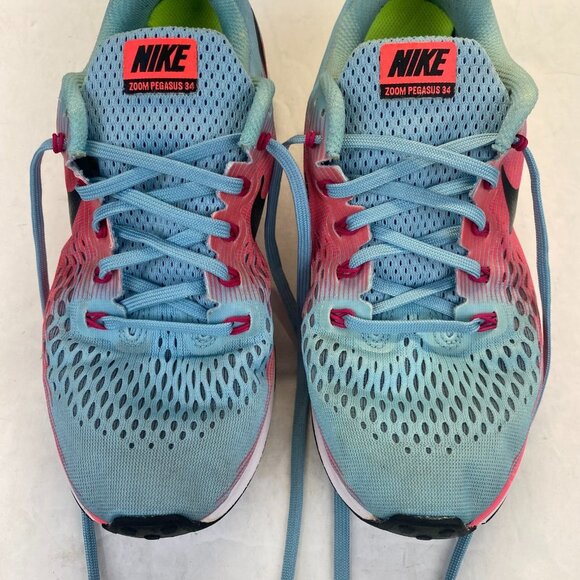Nike Womens Air Zoom Pegasus 34 Blue Pink Running Shoes Sneakers Size 9,Athletic - Picture 8 of 12
